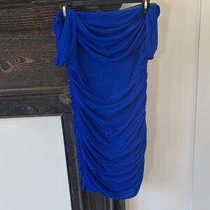 Elegant Blue Ruched Dress